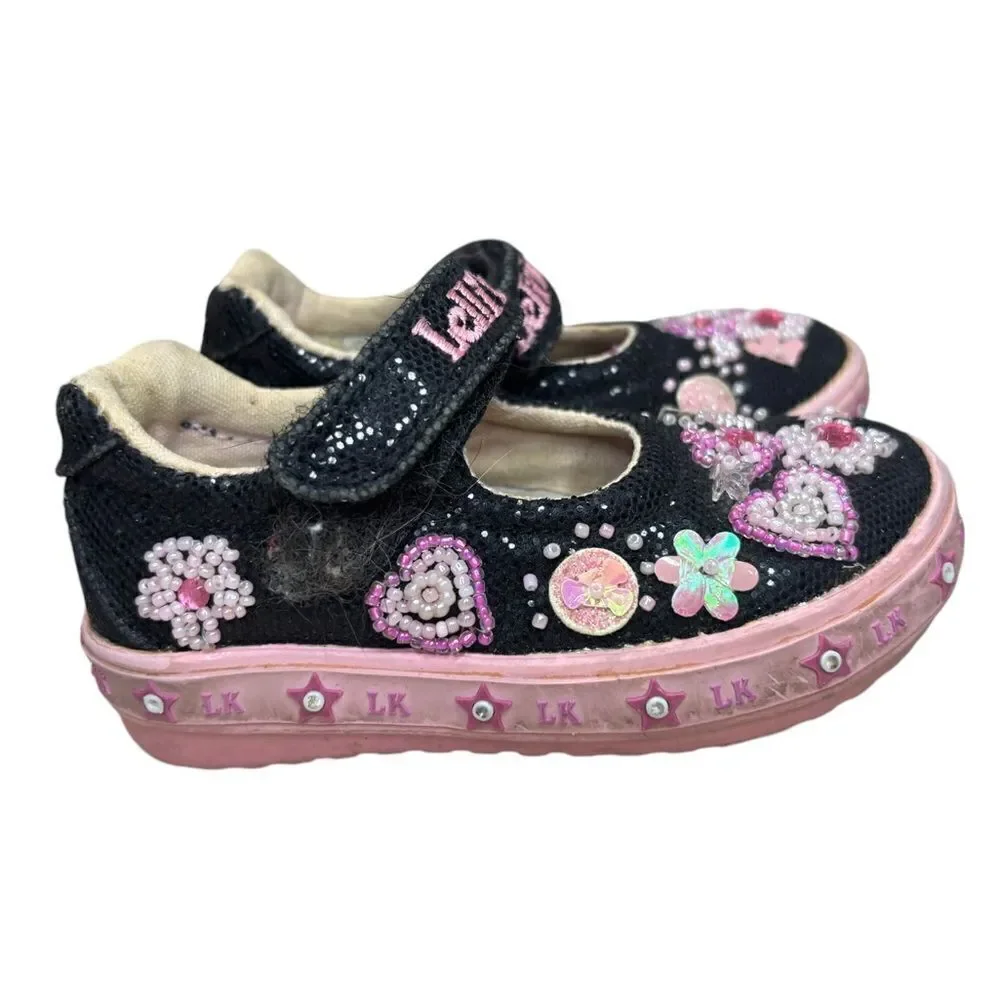 Lelli Kelly Toddler Shoes Mary Jane Black Sequin Beaded Size 21